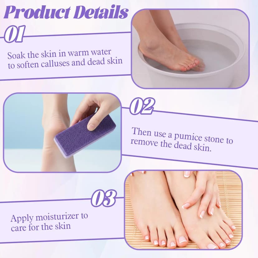 Esponja de poliuretano roxa multifuncional para esfoliação, remove eficazmente pele endurecida e calosidades, ferramenta profissional para cuidados com os pés, mãos e corpo.