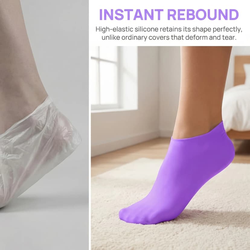 1 Par de Meias de Silicone em Gel Hidratantes para Pés Secos e Rachados, Ferramenta de Massagem Calmante para Cuidados com os Pés em Casa, Macias, Confortáveis e Amigas da Pele