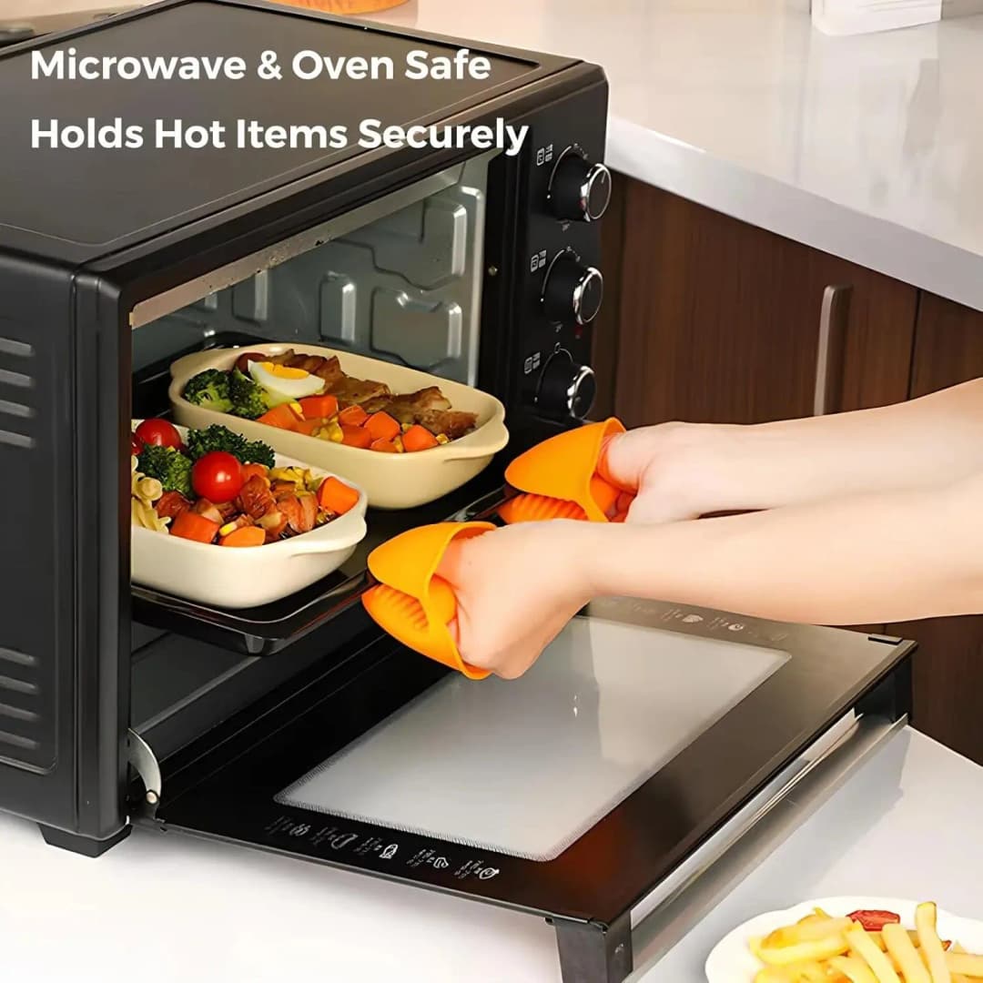 2 Pares de Luvas de Silicone para Forno, Conjuntos de Pegadores de Panela Resistentes ao Calor, Luvas de Borracha para Fritadeira a Ar, Mini Pegadores de Panela para Cozinhar e Assar, Acessórios Multifuncionais de Silicone para Utensílios de Cozinha
