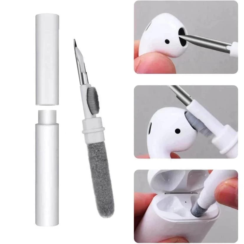 1. Kit de Limpeza 3 em 1 para Fones de Ouvido Bluetooth: Caneta Multifuncional com Escova para AirPods Pro 3 2 1 e Estojo de Carregamento - Limpeza Profunda