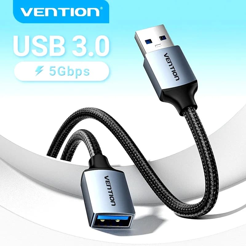 Cabo USB Vention, Cabo de Extensão USB 3.0 Macho para Fêmea, Cabo Extensor USB 3.0 2.0 para PS4, Xbox, Smart TV, PC
