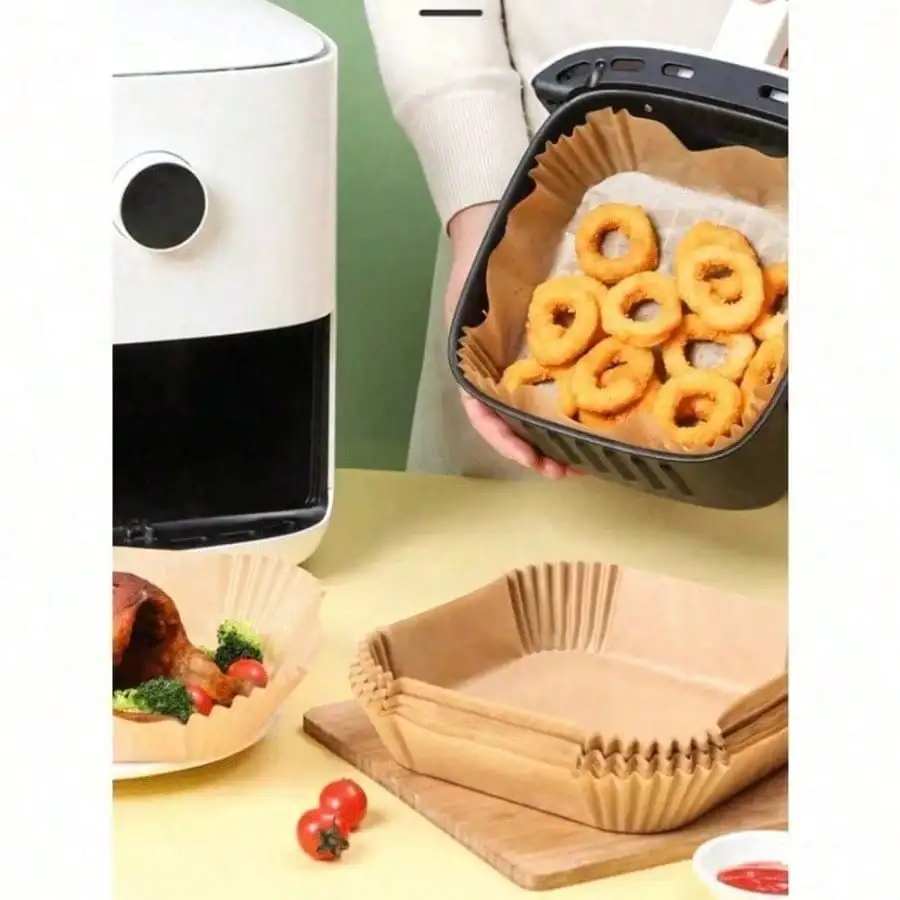 100 unidades de forros de papel para fritadeira a ar, papel de forno circular antiaderente de 6 polegadas, compatível com a maioria das fritadeiras a ar