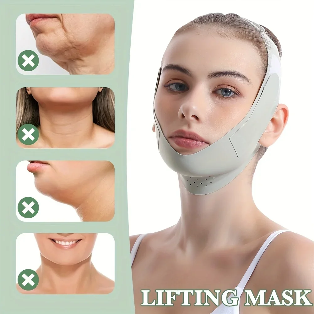 Faixa Reutilizável para Afinar o Rosto em V, Modelador Facial Feminino, Cinto para Levantar Queixo e Bochechas, Alça de Massagem Facial, Ferramentas de Beleza para Cuidados com a Pele do Rosto