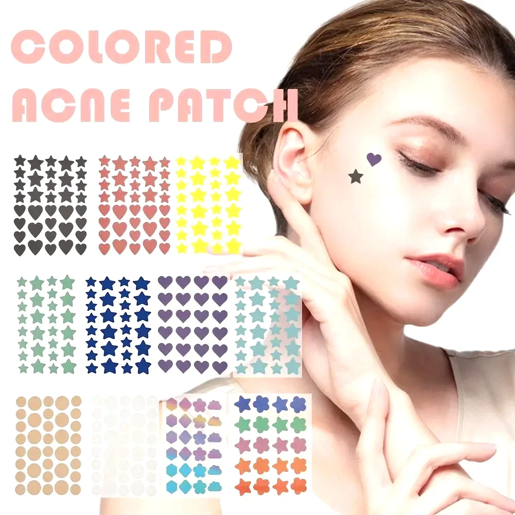 Adesivos Coloridos em Formato de Estrela e Coração para Tratamento de Acne, 20-36 Unidades, Invisíveis, para Cobertura de Espinhas e Cuidados com a Pele