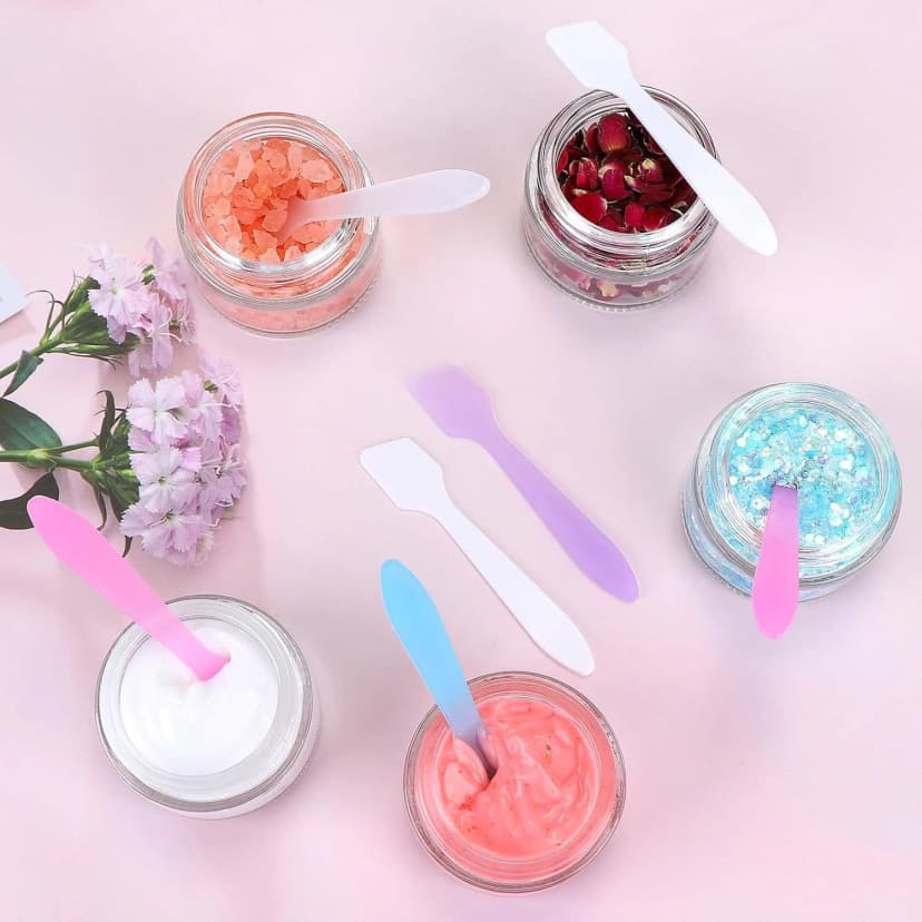 10 Espátulas Mini Cosméticas Reutilizáveis para Cremes, Espátulas Fosco para Misturar e Amostrar, Ferramentas Cosméticas, Dispensadores, Espátulas Plásticas para Cuidados com a Pele, Multicoloridas