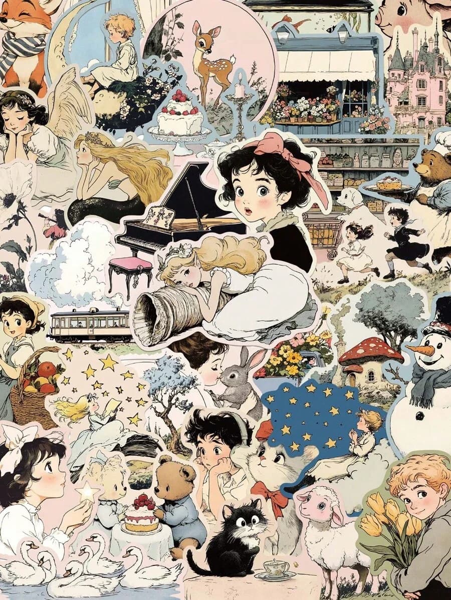 Conjunto de adesivos de personagens de desenhos animados/quadros em quadrinhos, 50 peças, para notebook, laptop, bagagem, garrafa de água