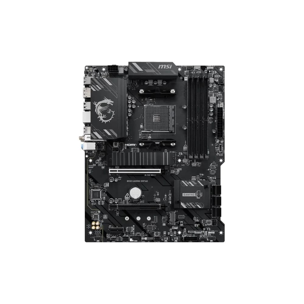 Placa-Mãe MSI B550 Gaming WiFi6E, AMD AM4, ATX, DDR4, Wi-Fi 6E, Bluetooth 5.3, Preto e Prata - B550 GAMING WIFI6E
