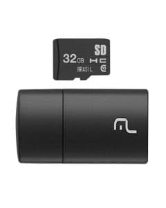 Pen Drive Multilaser MC163 32GB 2 Em 1 Leitor USB + Micro SD Classe 10 - Preto
