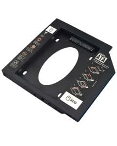 Adaptador HDD SSD Multilaser P/Notebook Sata II e III Baia 12,7mm CD/DVD Preto GA173