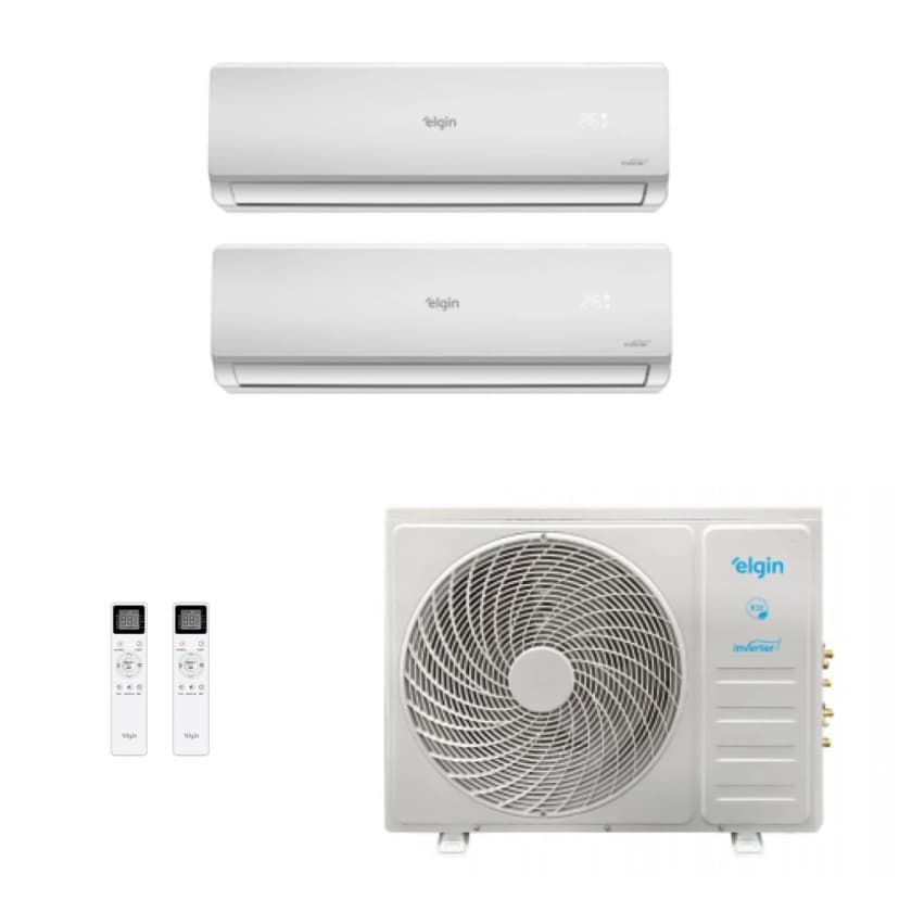 Ar-Condicionado Bi Split Inverter Elgin 18.000 (1x Evap HW 9.000 + 1x Evap HW 12.000) Quente/Frio 220V