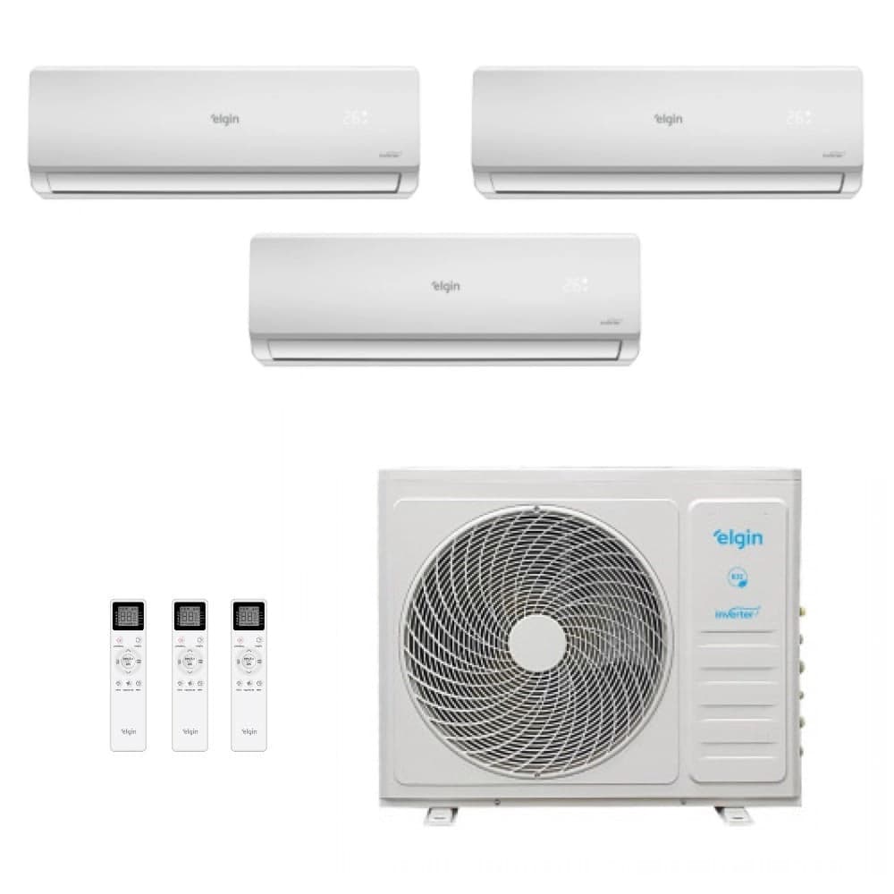 Ar-Condicionado Tri Split Inverter Elgin 27.000 (3x Evap HW 9.000) Quente/Frio 220V