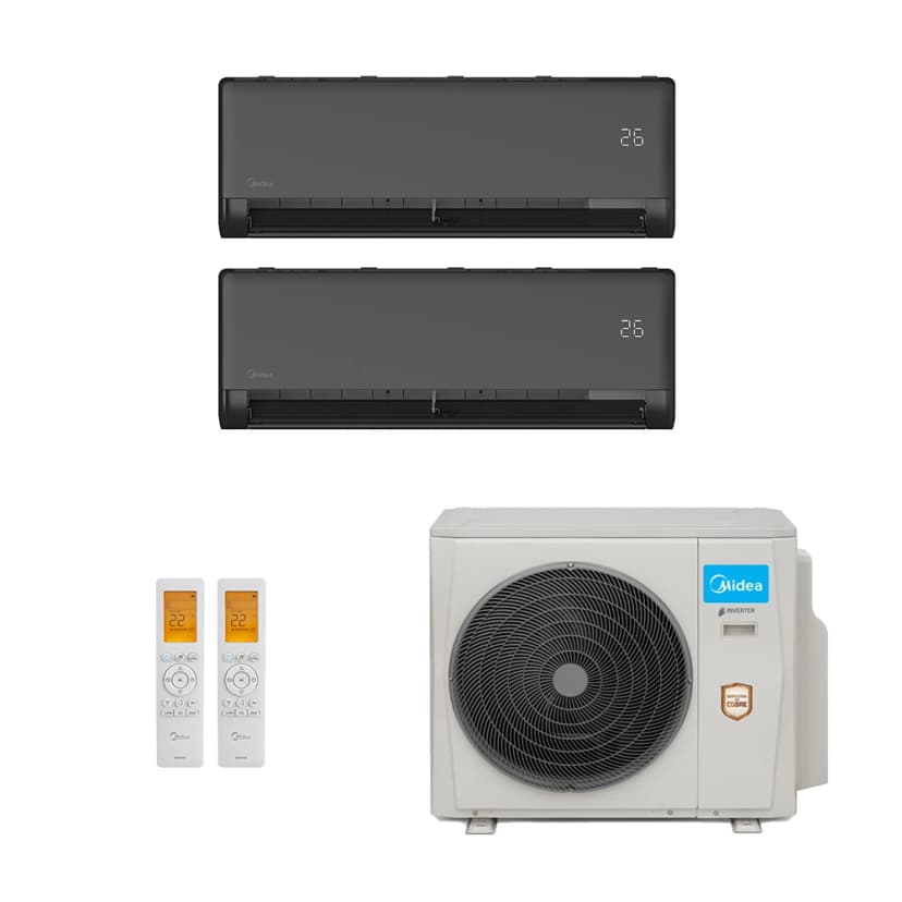 Ar-Condicionado Multi Split Inverter Midea 27.000 (1x Evap HW 12.000 + 1x Evap HW 18.000) Quente/Frio 220V