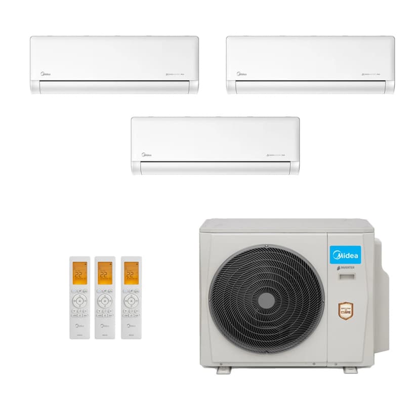 Ar-Condicionado Multi Split Inverter Midea 42.000 (2x Evap HW 12.000 + 1x Evap HW 24.000) Quente/Frio 220V