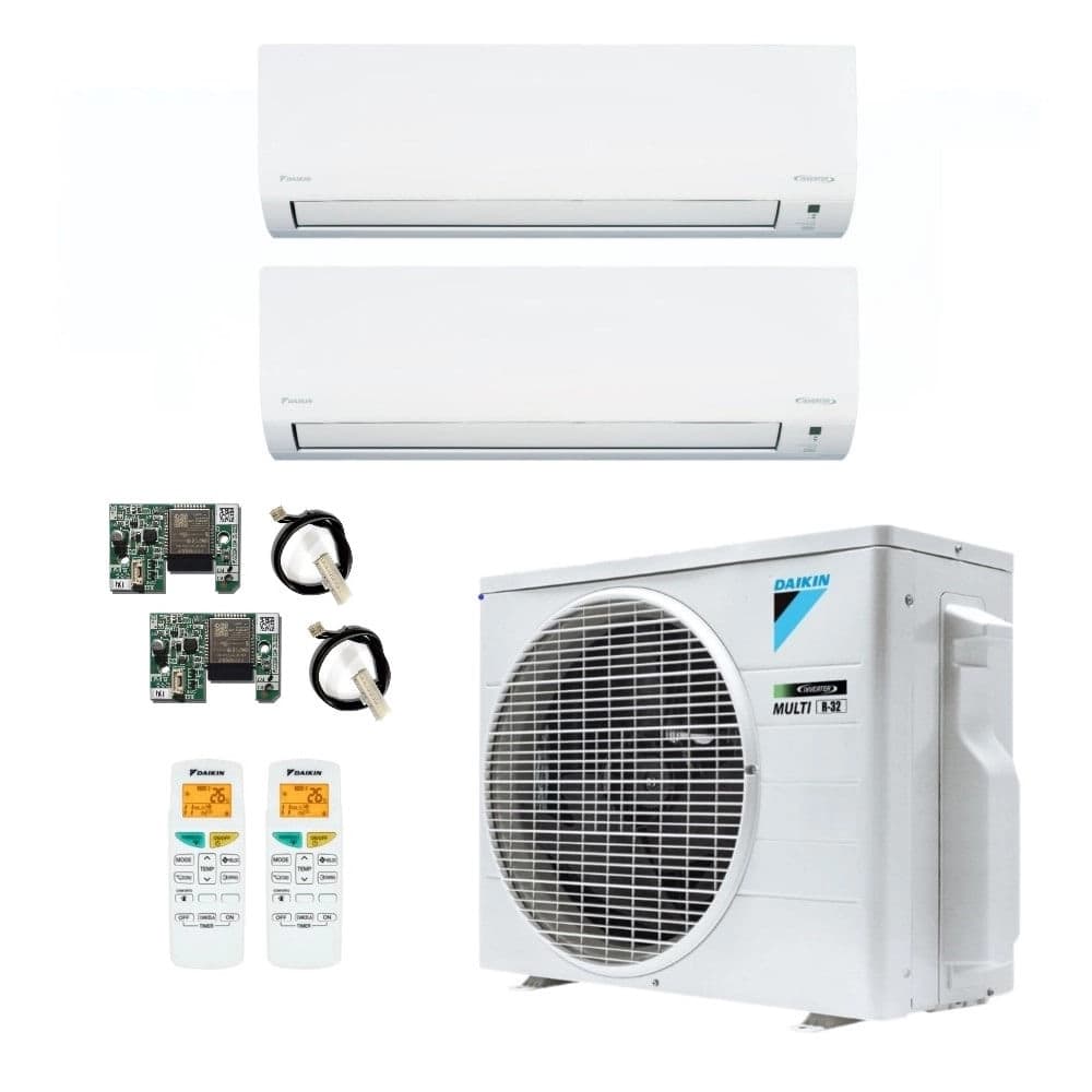 Ar-Condicionado Bi Split Inverter R-32 Daikin 18.000 BTUs (1x Evap HW 9.000 + 1x Evap HW 12.000) Quente/Frio 220V + Módulo Wi-Fi