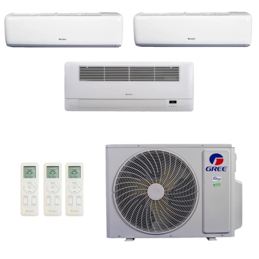 Ar-Condicionado Multi Split Inverter R-32 Gree 24.000 (2x Evap HW 9.000 + 1x Evap Cassete 1 Via 18.000) Quente/Frio 220V